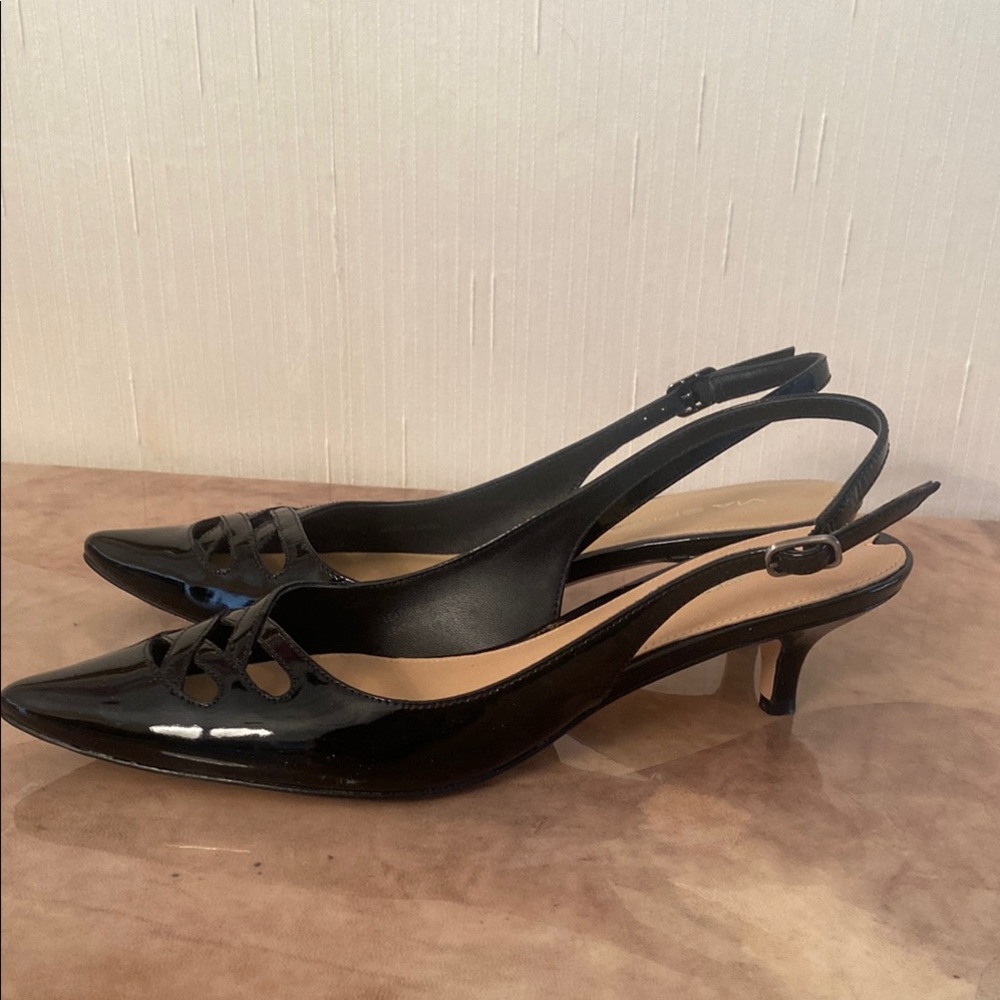 Via Spiga Black Patent Leather Slingback Heels - Picture 5 of 7